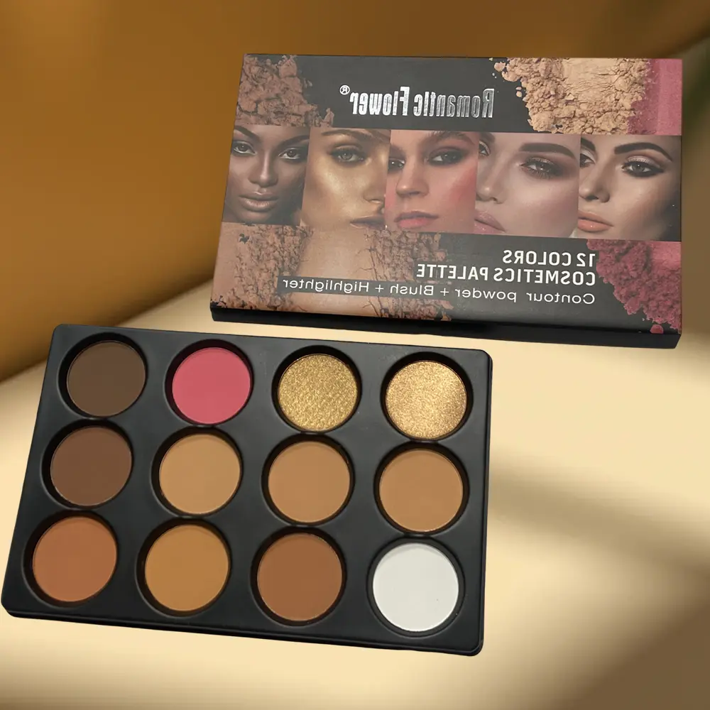 12 Colors Cosmetics Palette Contour Powder Blush Highlighter Set Waterproof Long-Lasting Makeup Kit for Professional & Home Use