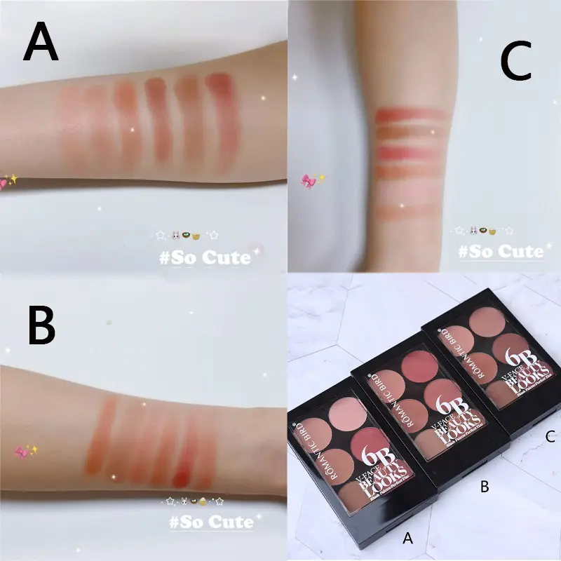 6-Color Blush & Contouring All-In-One Palette Pearlescent Matte Powder Makeup Set for Enhanced Natural Look