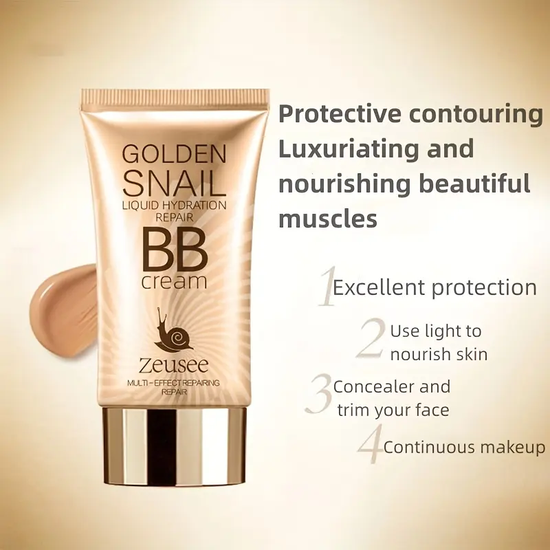 Golden Snail Hyaluronic Acid BB Cream Moisturizing Face Makeup Foundation Medium Coverage for All Skin Tones