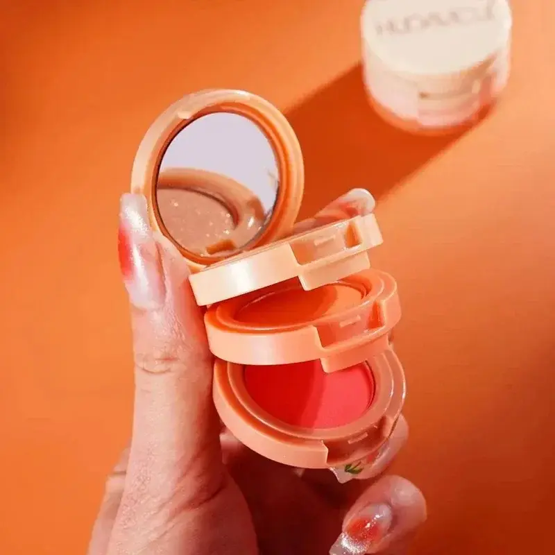 3 In 1 Bronzer Blusher Highlighter Shimmer Orange Pink Matte Rouge Glow Face Palette Blush Eye Shadow Multi-Layered Eye Makeup