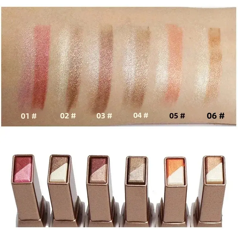 Double Color Glitter Matte Eyeshadow Stick  Long-Lasting Waterproof Bicolor Shimmer Portable Lazy Beauty Makeup Cosmetics