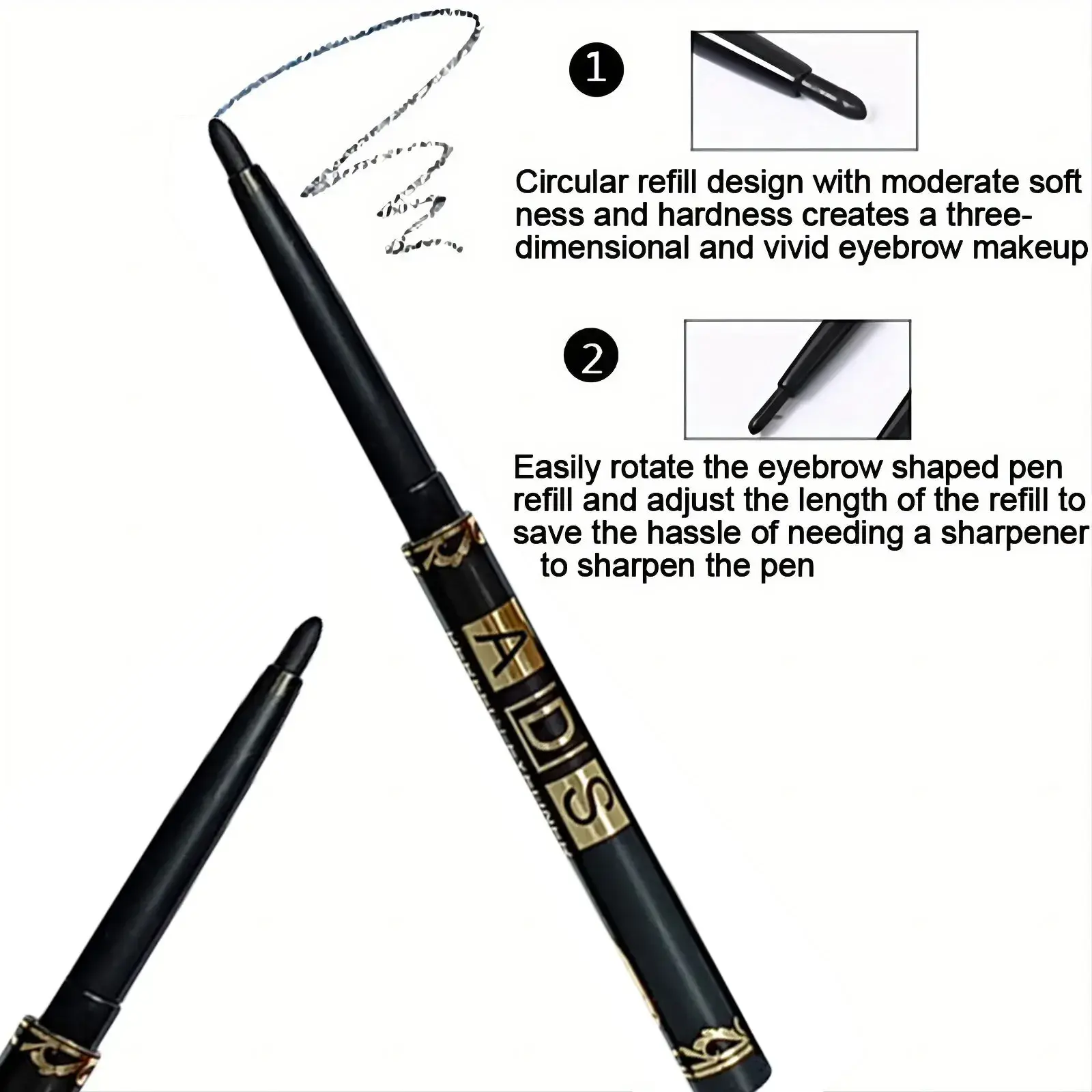 2/3pcs Long-Lasting Waterproof Black Eyeliner Pencils Smudge & Sweat Proof for Bold Eye Makeup