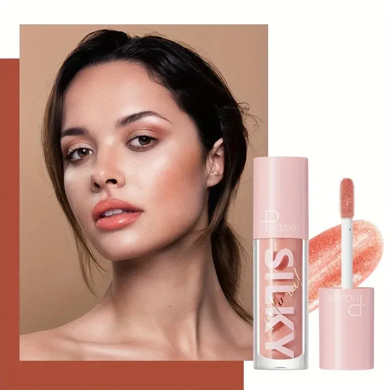 Long-Lasting Shimmer Liquid Lipstick - Hydrating Non-Sticky Plumping Lip Gloss Moisturizing Lightweight Natural Nude Tint