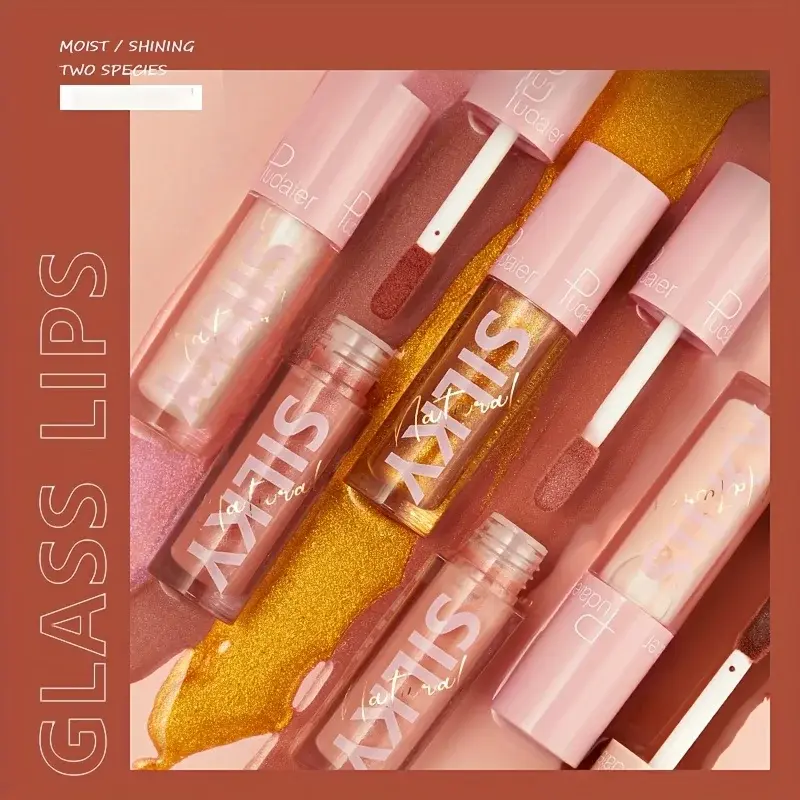 Long-Lasting Shimmer Liquid Lipstick - Hydrating Non-Sticky Plumping Lip Gloss Moisturizing Lightweight Natural Nude Tint