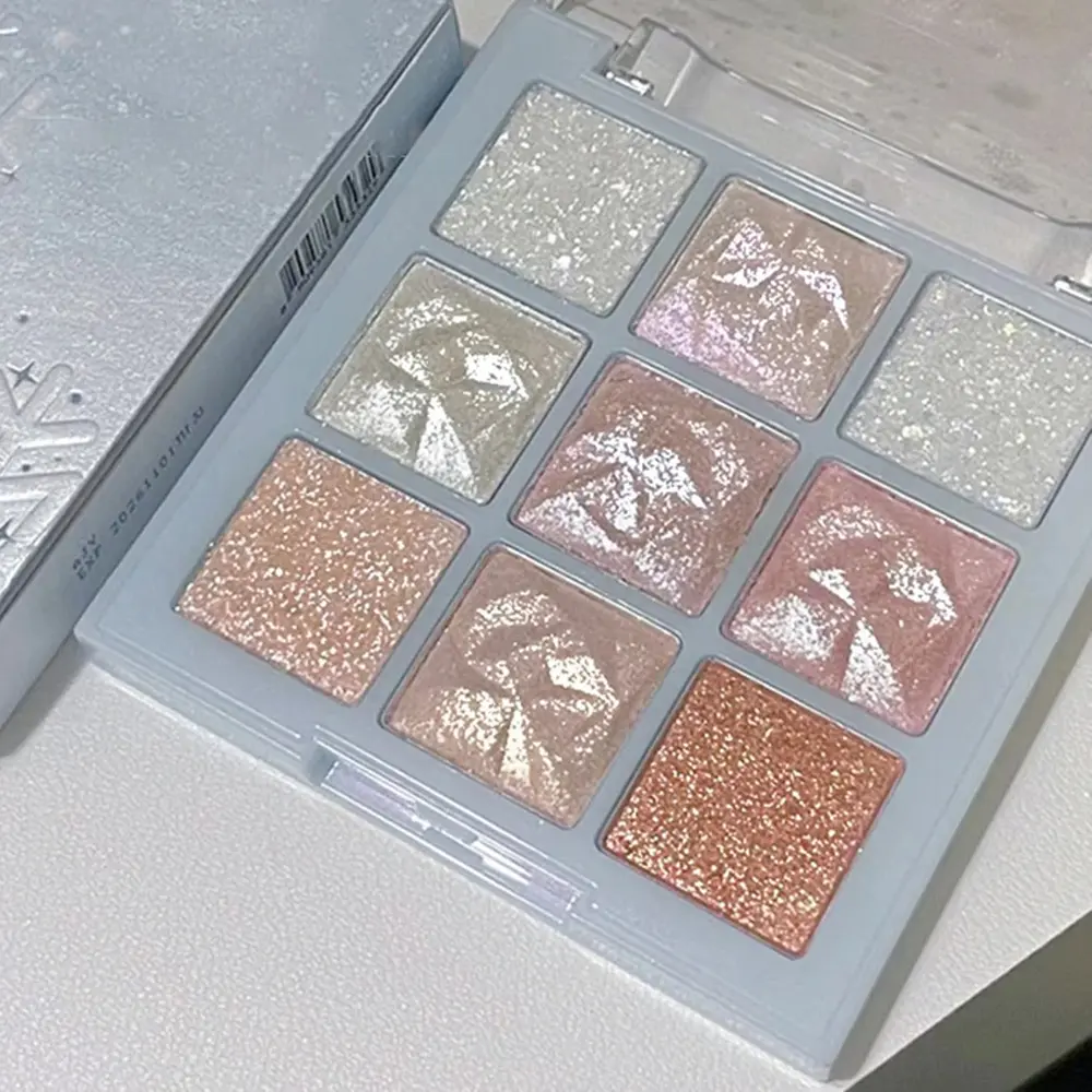 9-Color Snowflake Diamond Eyeshadow Palette Rose Pink Glitter Flash Polarization Highlighter Brightening Shiny Eye Makeup Tools