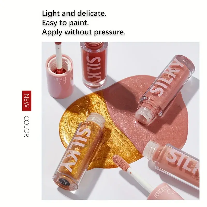 Long-Lasting Shimmer Liquid Lipstick - Hydrating Non-Sticky Plumping Lip Gloss Moisturizing Lightweight Natural Nude Tint