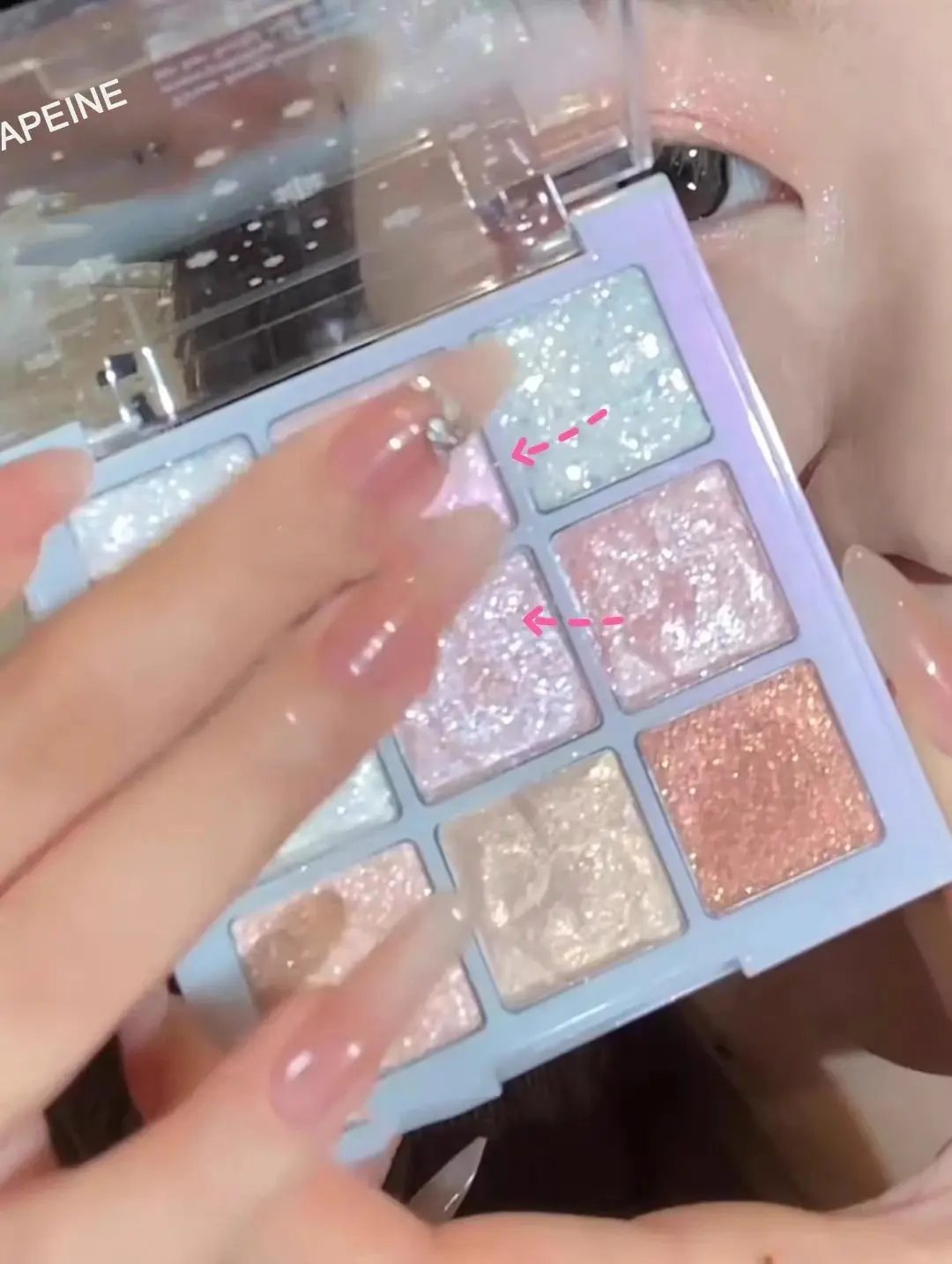 9-Color Snowflake Diamond Eyeshadow Palette Rose Pink Glitter Flash Polarization Highlighter Brightening Shiny Eye Makeup Tools