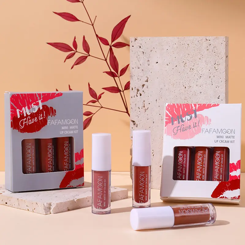3pcs Matte Lip Glaze Lipstickset Makeup Mirror Surface Waterproof Lipstick Lip Gloss Non-stick Lasting Beauty Korean Cosmetic