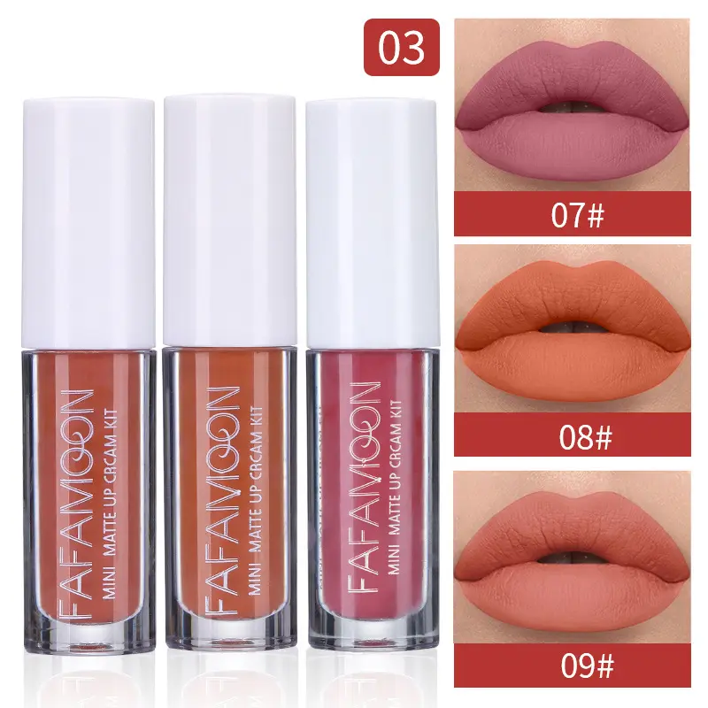 3pcs Matte Lip Glaze Lipstickset Makeup Mirror Surface Waterproof Lipstick Lip Gloss Non-stick Lasting Beauty Korean Cosmetic
