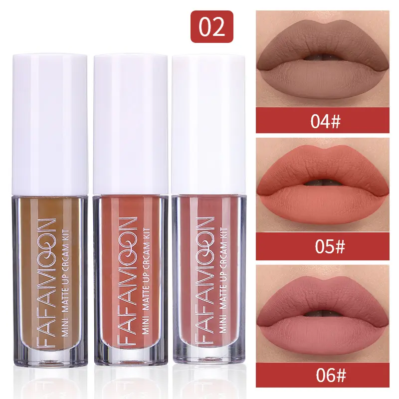 3pcs Matte Lip Glaze Lipstickset Makeup Mirror Surface Waterproof Lipstick Lip Gloss Non-stick Lasting Beauty Korean Cosmetic
