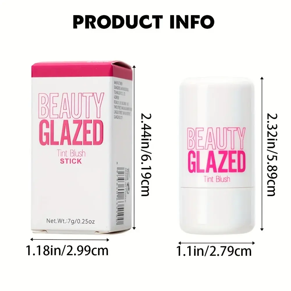 Beauty Glazed 4 Color Moisturizing Jelly Blush,Easy To Apply Long-lasting Waterproof Multifunctional 3-in-1 Makeup Blush Stick