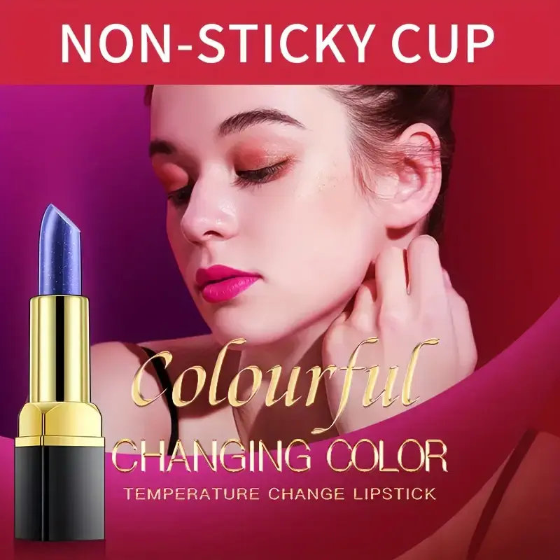 Blue Rose Color Changing Lipstick Lip Care Magic Temperature Changing Red Lip Gloss Waterproof Makeup Base Woman Beauty Cosmetic