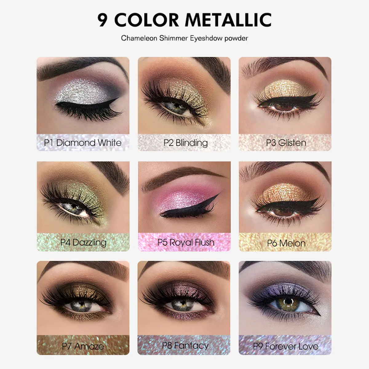 IMAGIC Glitter Eyeshadow Shimmer Shine Powder Eyes Makeup Highlight Shining Shimmer Diamond Brighten Professional Beauty Cosmeti