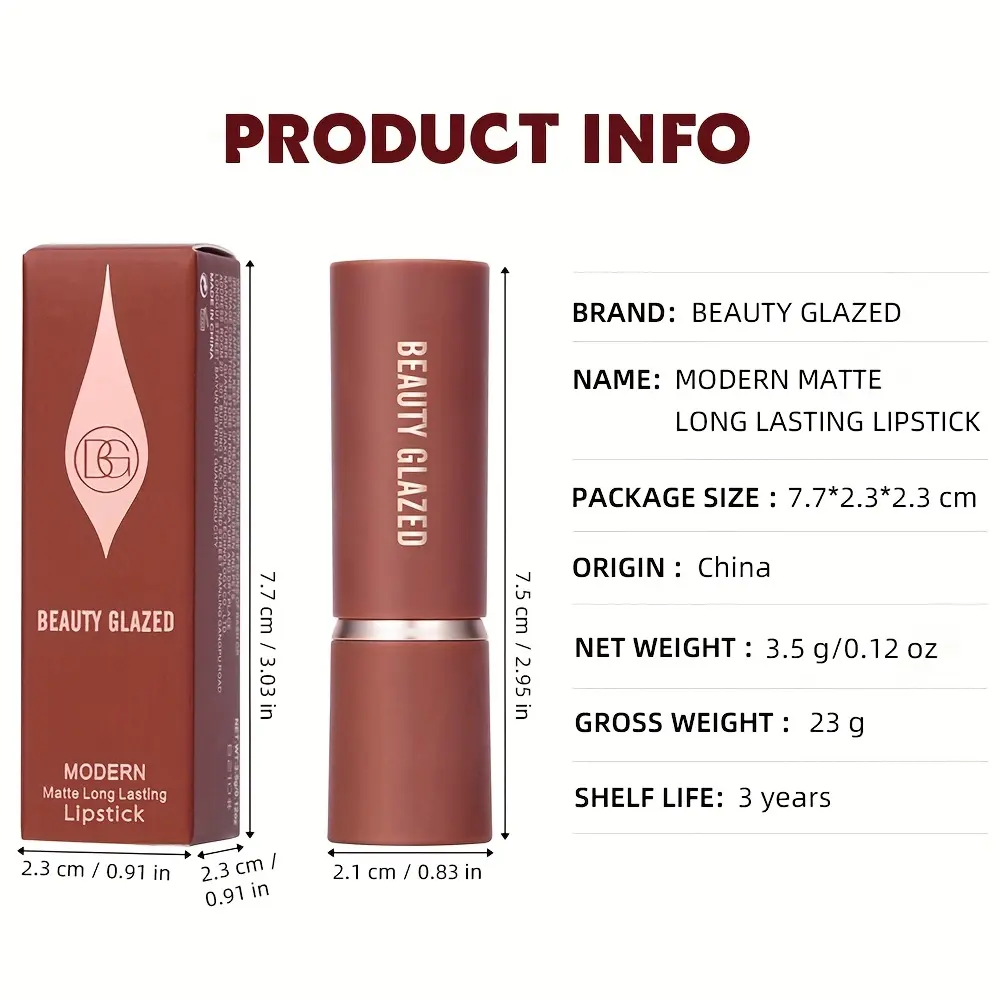 BEAUTY GLAZED Long-Lasting Waterproof Velvet Matte Lipstick Set - Creamy Texture