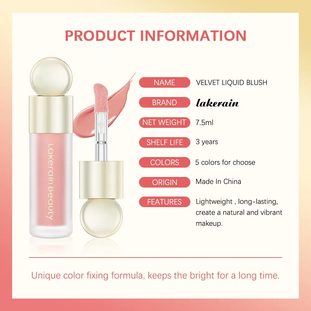 7.5ml Matte Liquid Blush Velvet Blusher Orange Peach Face Pigment Lasting Beauty Natural Cheek Tint Cream Waterproof  Blush