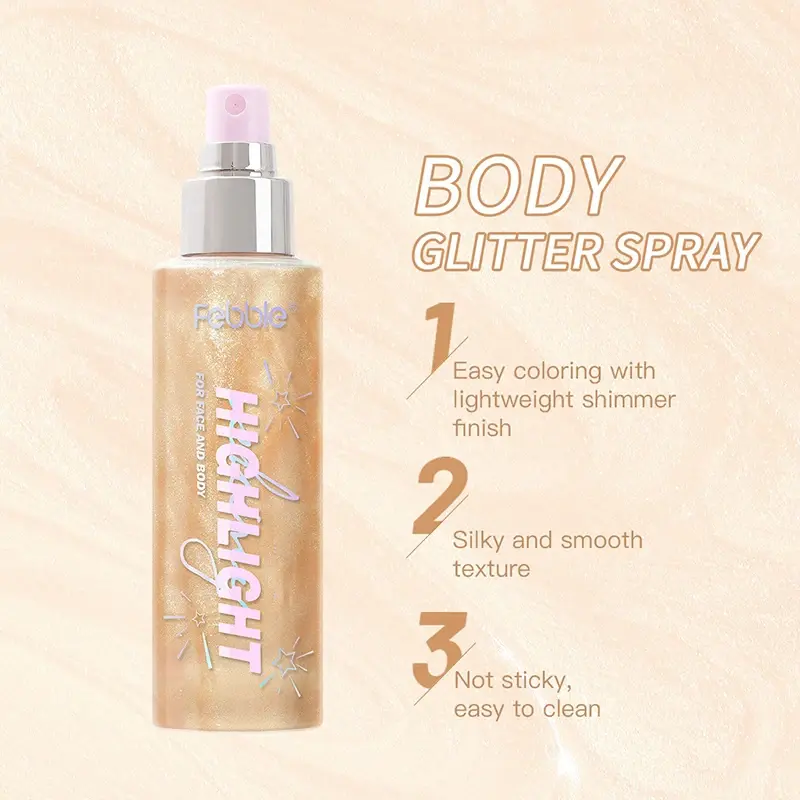 Diamond Highlighter Spray Longlasting High Gloss Glitter Body Bronzer Highlight Powder Face Contour Illuminator Pro Makeup 120ML