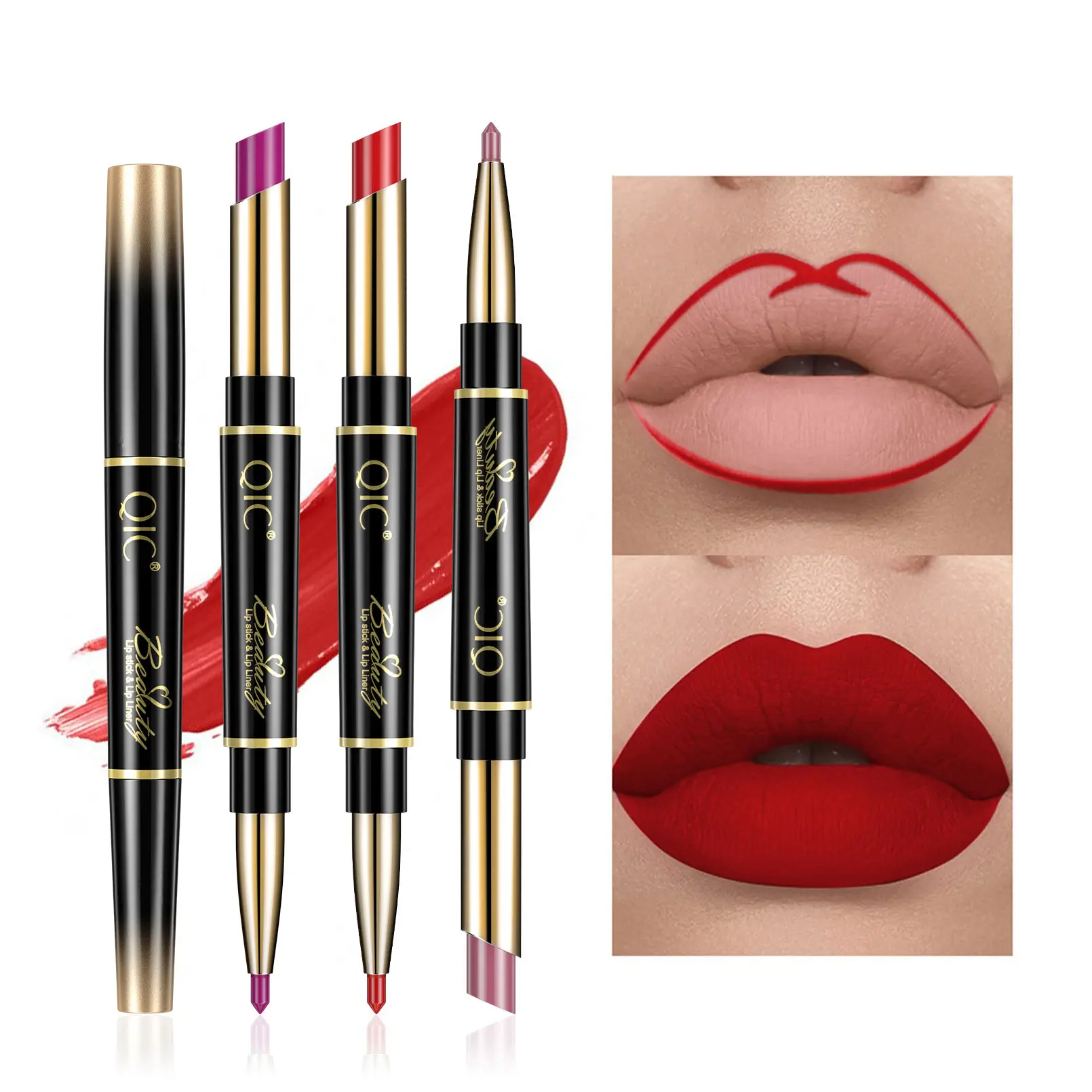 2 In 1 Matte Lipstick lip liner Long Lasting Waterproof Makeup for women Korean Cosmetics Beauty Make up female Lip Tint Stain