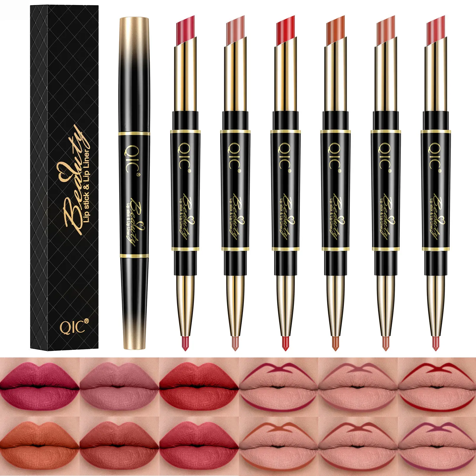 2 In 1 Matte Lipstick lip liner Long Lasting Waterproof Makeup for women Korean Cosmetics Beauty Make up female Lip Tint Stain