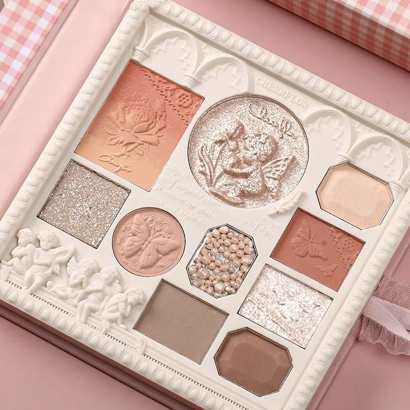 Cheerflor Angel Sculpting Eyeshadow Blush Highlighter Palette Waterproof Long Lasting Natural Makeup Look K Beauty Combo