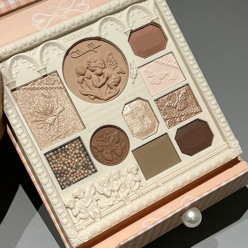 Cheerflor Angel Sculpting Eyeshadow Blush Highlighter Palette Waterproof Long Lasting Natural Makeup Look K Beauty Combo