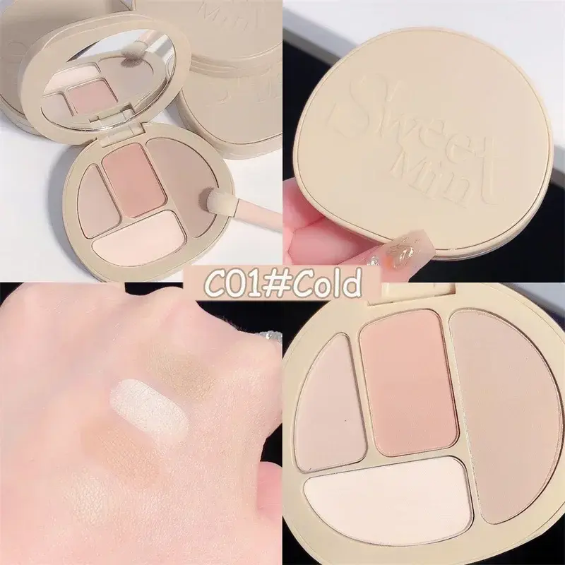 4 Colors Matte Contour Palette Long-Lasting Shading Highlighter Blush Powder Waterproof Sweatproof Beauty Face Pressed Powder