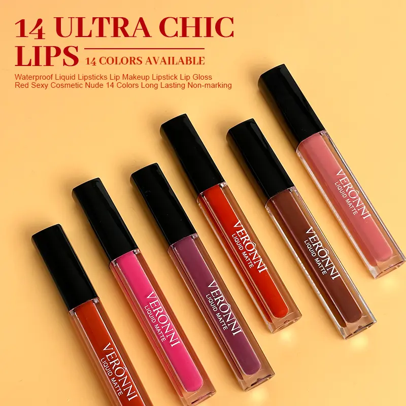 14 Color Liquid Matte Lipsticks Long Lasting Velvet Lip gloss Non Stick Cup Waterproof Beauty Cosmetics Makeup for Women Lip