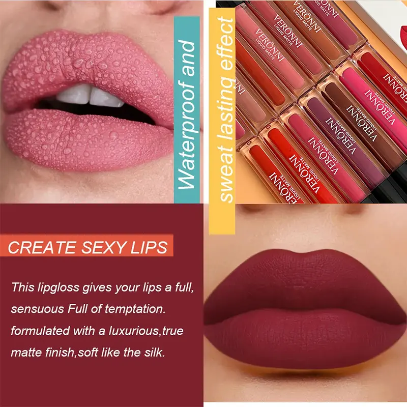 14 Color Liquid Matte Lipsticks Long Lasting Velvet Lip gloss Non Stick Cup Waterproof Beauty Cosmetics Makeup for Women Lip