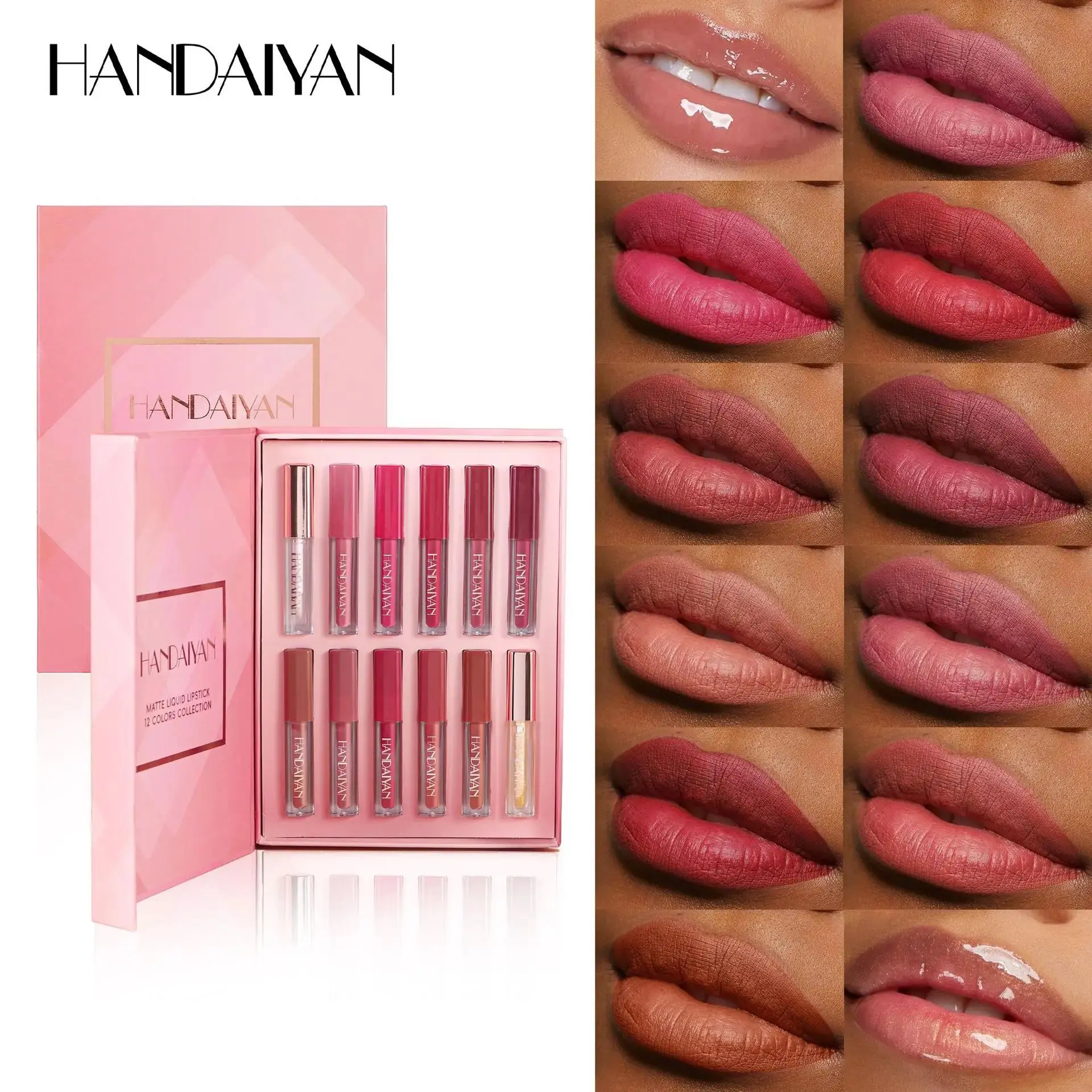 12 Shades Velvet Lipstick Set Nude Matte Lip Gloss Long Lasting Waterproof Smudge Proof Beauty Makeup Kit