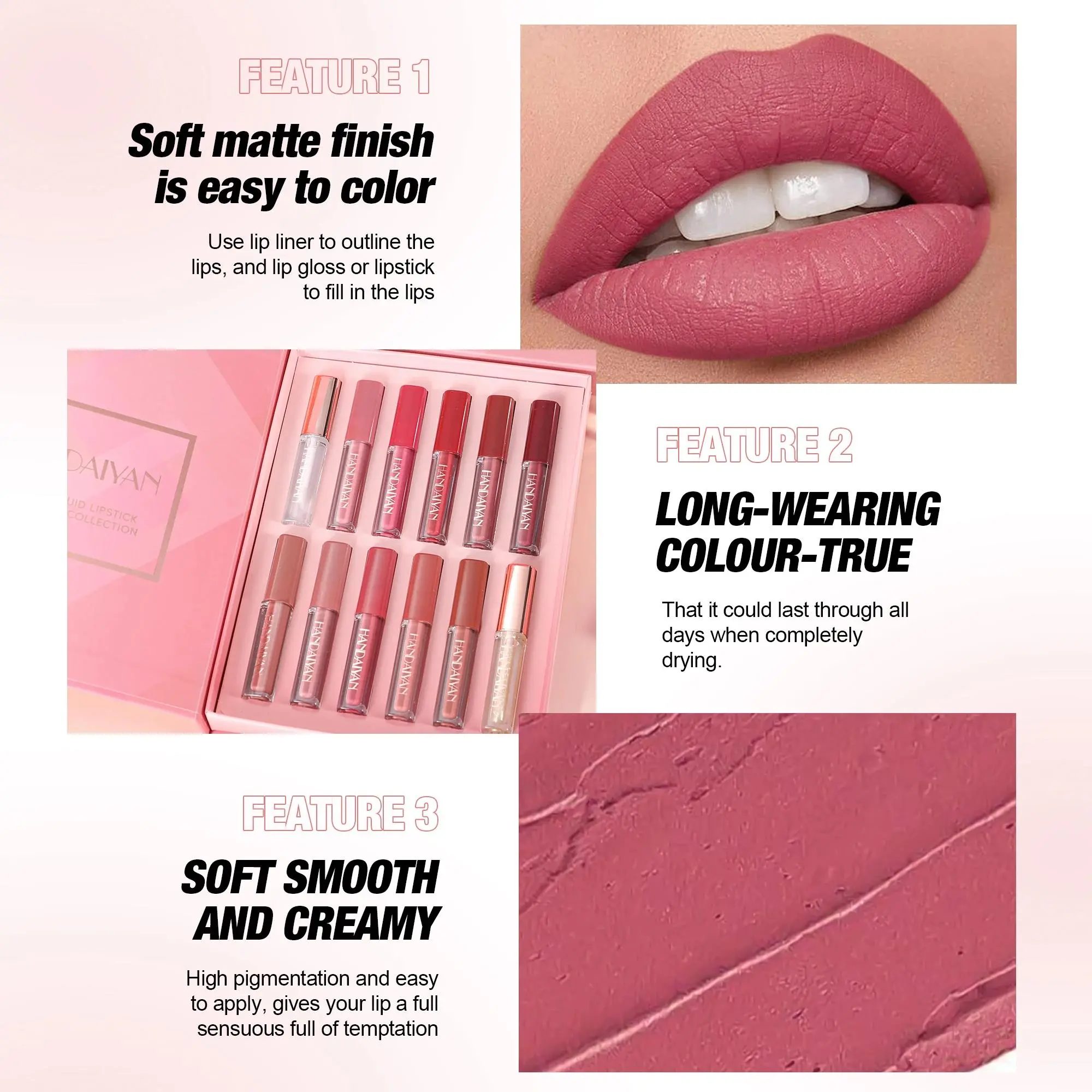 12 Shades Velvet Lipstick Set Nude Matte Lip Gloss Long Lasting Waterproof Smudge Proof Beauty Makeup Kit