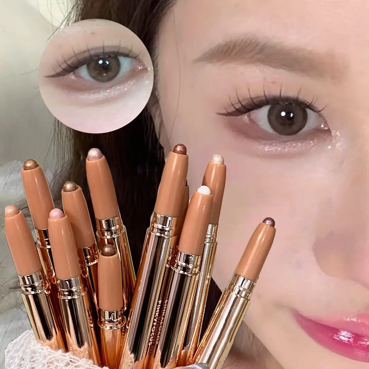 Shiny Eyeliner Pencil Pink Gold Brown Glitter Eye Shadow Lying Silkworm Pen Highlighter Waterproof Beauty Cosmetics Women Makeup
