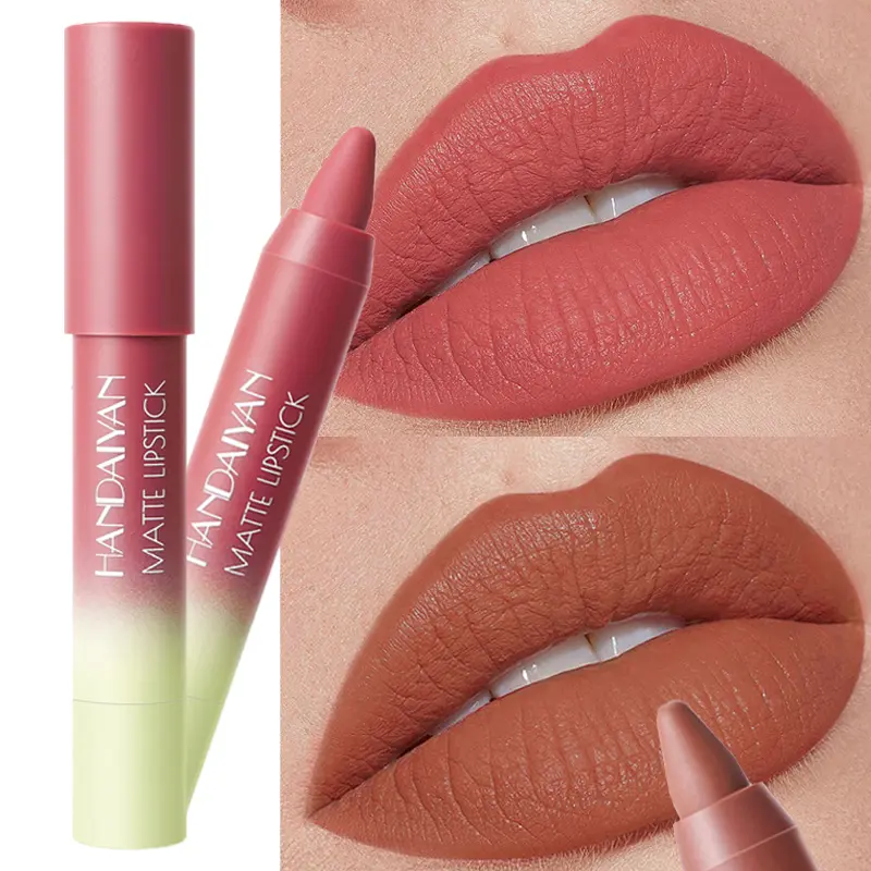Nude Matte Lipstick Pen Velvet Matte Brown Lip Liner Pencil Crayon Waterproof Non-sticky Sexy Beauty Bean Paste Lipsticks Makeup