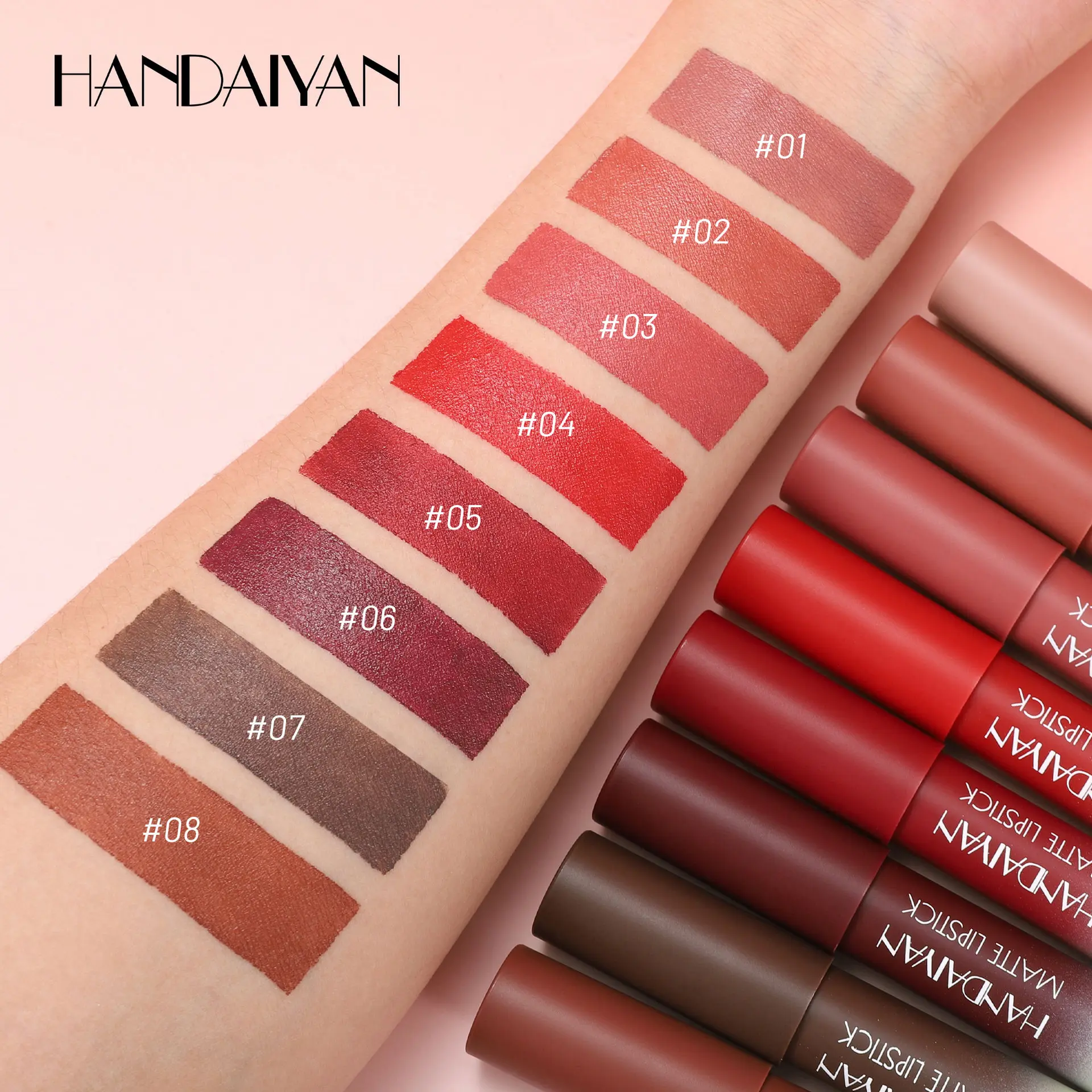 Nude Matte Lipstick Pen Velvet Matte Brown Lip Liner Pencil Crayon Waterproof Non-sticky Sexy Beauty Bean Paste Lipsticks Makeup