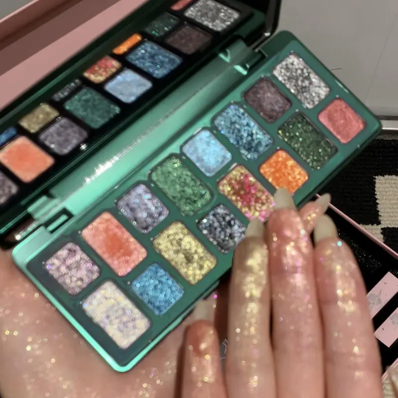 16 Color Eye Shadow Makeup Palette Black Pink Grey Blue Green Pearlescent Diamonds Glitter Eyeshadow Pro Eye Cosmetics Makeup