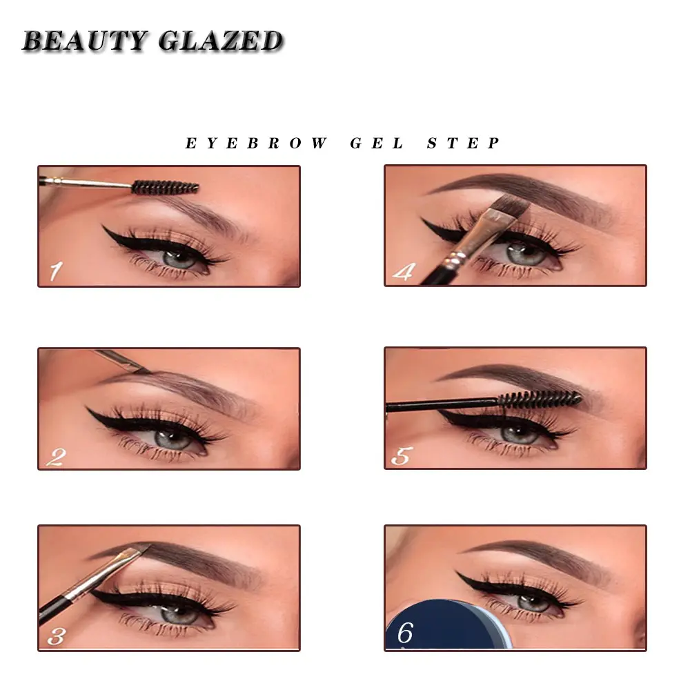 BEAUTY GLAZED 5 Colors Matte Longlasting Waterproof Liquid Eyebrow Gel Makeup Eyebrows Cosmetics