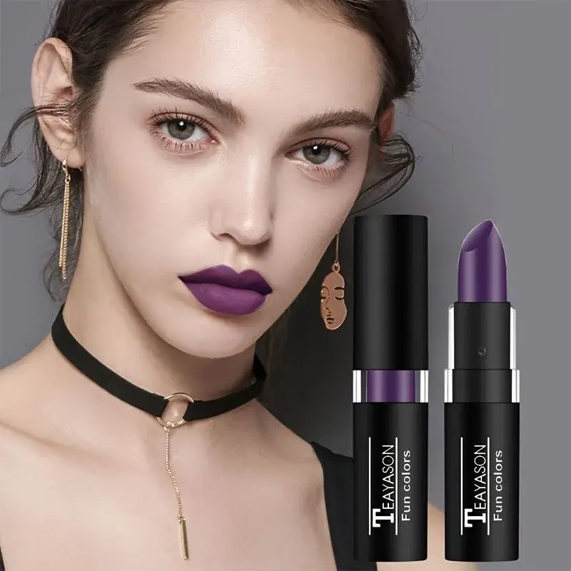 Waterproof Purple Matte Lipstick - Long-Lasting Halloween Creative Stage Makeup Lip And Face Paint for Festive Celebrations