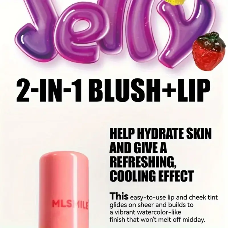 4 Color Multi-Purpose Jelly Blush Stick Lip And Cheek Stick Sheer Tint Cooling Water Blush Long-Lasting Natural Look Makeup