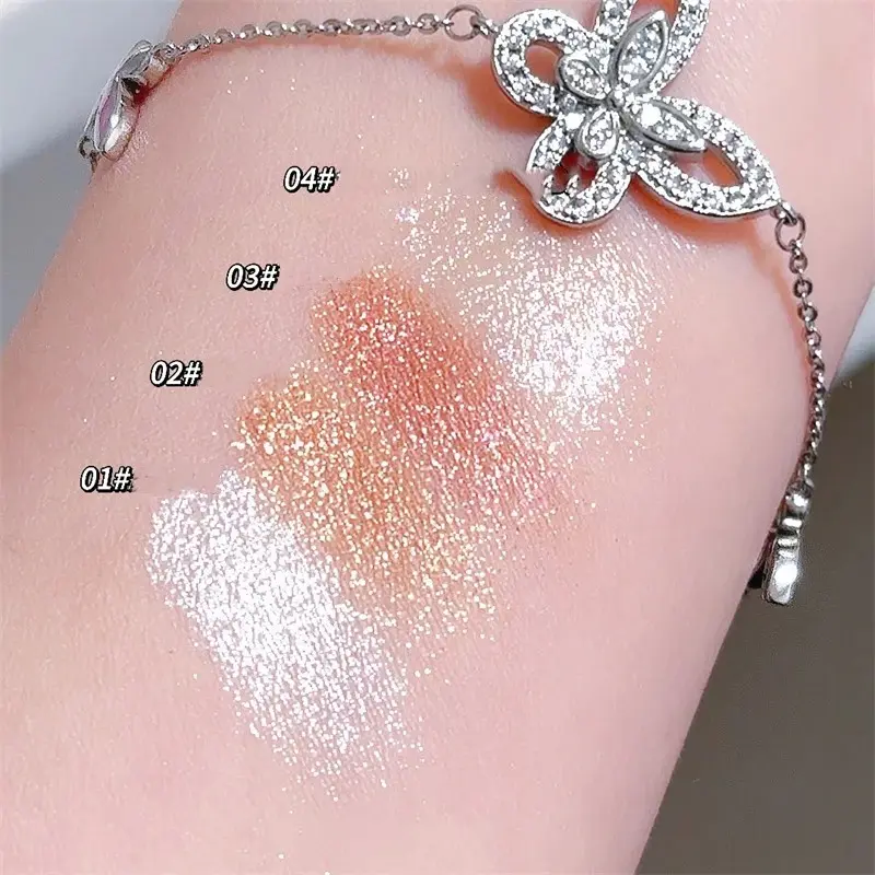 3 Color Shimmer Highlighter Palette High Gloss Golden Blue Face Glitter Brighten Eyeshadow Pallet Illuminator Makeup Cosmetics