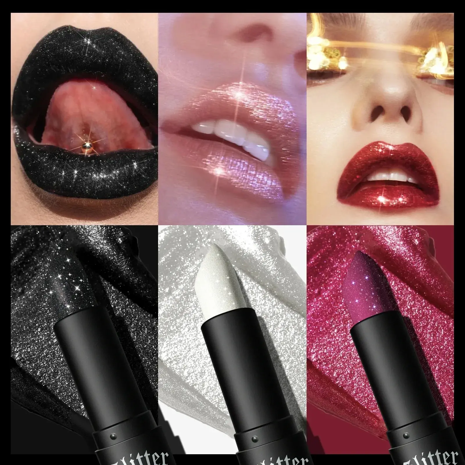 7 Colors Diamond Matte Lipstick Glitter Lip Tint Balm - Waterproof Long-Lasting Pearl Shine White Shimmer Sexy Lip Makeup