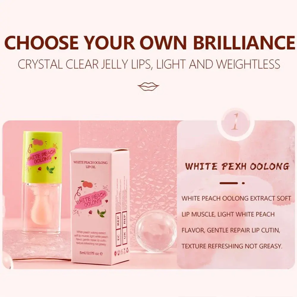 Peach Lip Oil Gloss Plumping Lasting Moisturizing Makeup Fruit Transparent Lip Balm Oil Water Glossy Women Lips Care Cosmetics