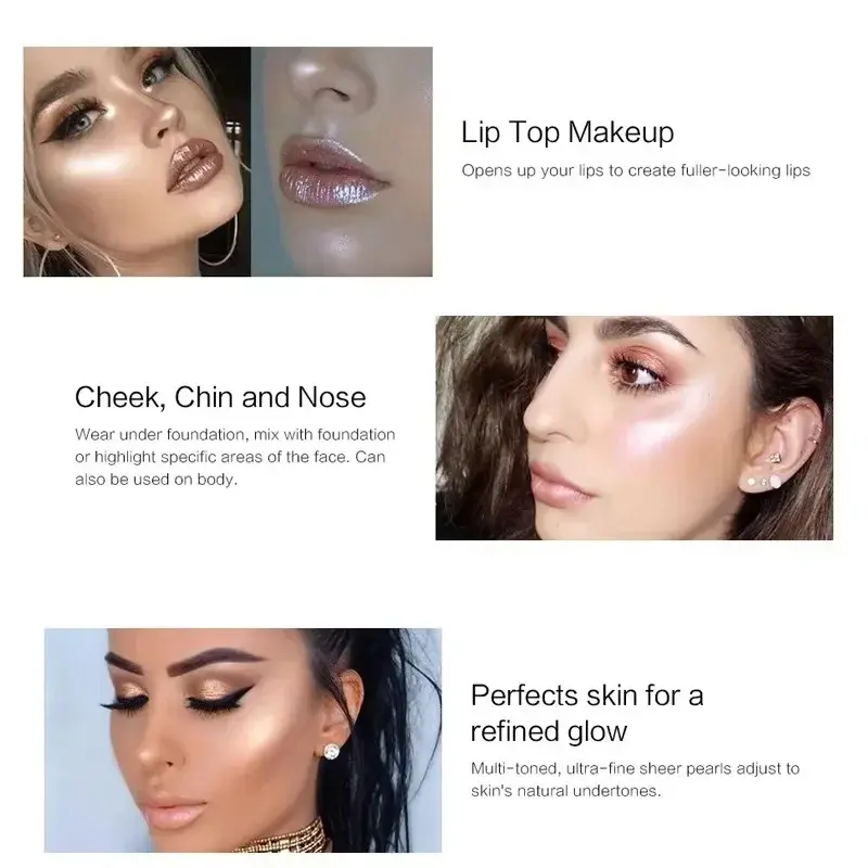 3 Colors Fashion High Gloss Highlighter Powder Spray Glitter Shimmer Sparkle Makeup for Face And Body - Beauty Highlight Spray