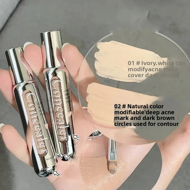 Lightweight Concealer Pen Liquid Makeup Shadow Contouring Cream Dark Circle&Acne Corrector Stick with Brush for Smooth Coverage
