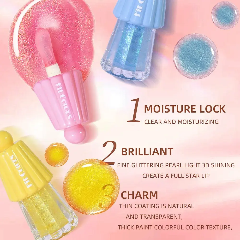 6-Color Hydrating Lip Gloss&Lip Balm Jelly Fruit Flavored Lip Care with Plumping Effect Long-Lasting Nourishment Shimmer Finish