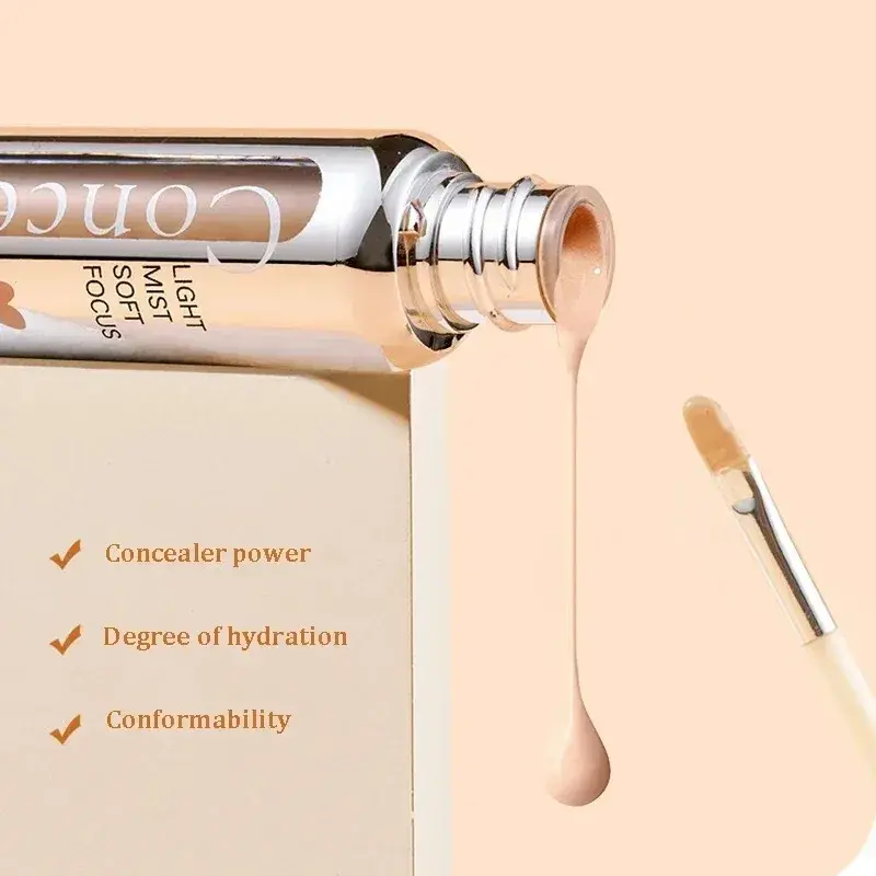 Lightweight Concealer Pen Liquid Makeup Shadow Contouring Cream Dark Circle&Acne Corrector Stick with Brush for Smooth Coverage