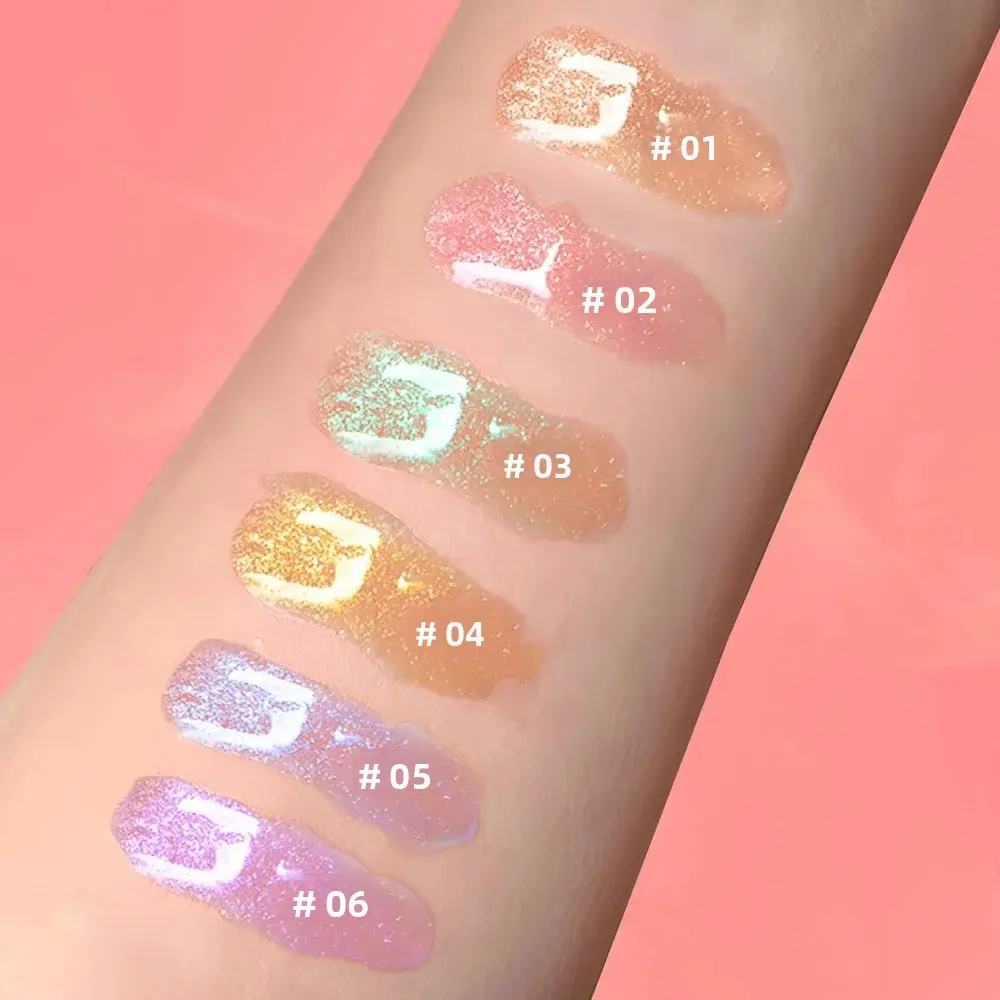 6-Color Hydrating Lip Gloss&Lip Balm Jelly Fruit Flavored Lip Care with Plumping Effect Long-Lasting Nourishment Shimmer Finish