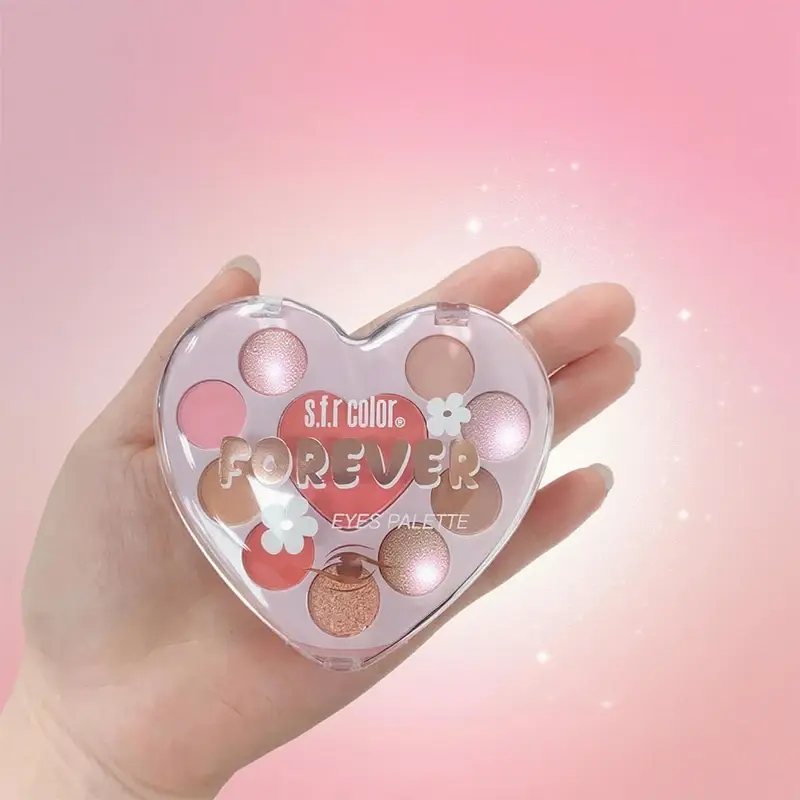Love Heart Matte Eyeshadow Blush Highlight  3 in 1 Earth Tones Trio - Soft Matte All-in-One Makeup Set for Natural Look