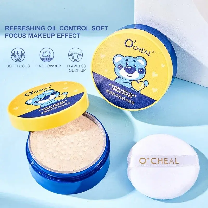 O'CHEAL Cartoon Loose Setting Powder for Makeup - Waterproof Oil-Control Long-Lasting Fresh Look Foundation for Girls