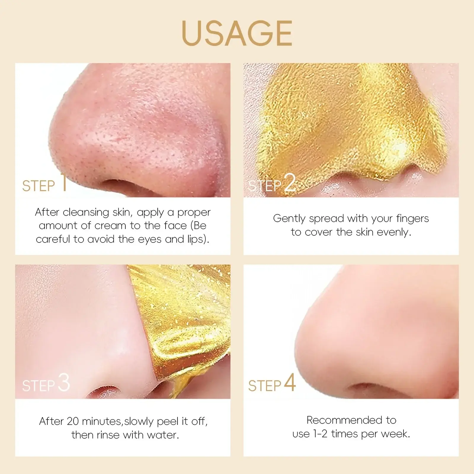 24K Gold Snail Collagen Peel off Mask Deep Cleaning Oil Control Pore Shrinking Blackhead Reduction Hydrating Smooth Face Skin