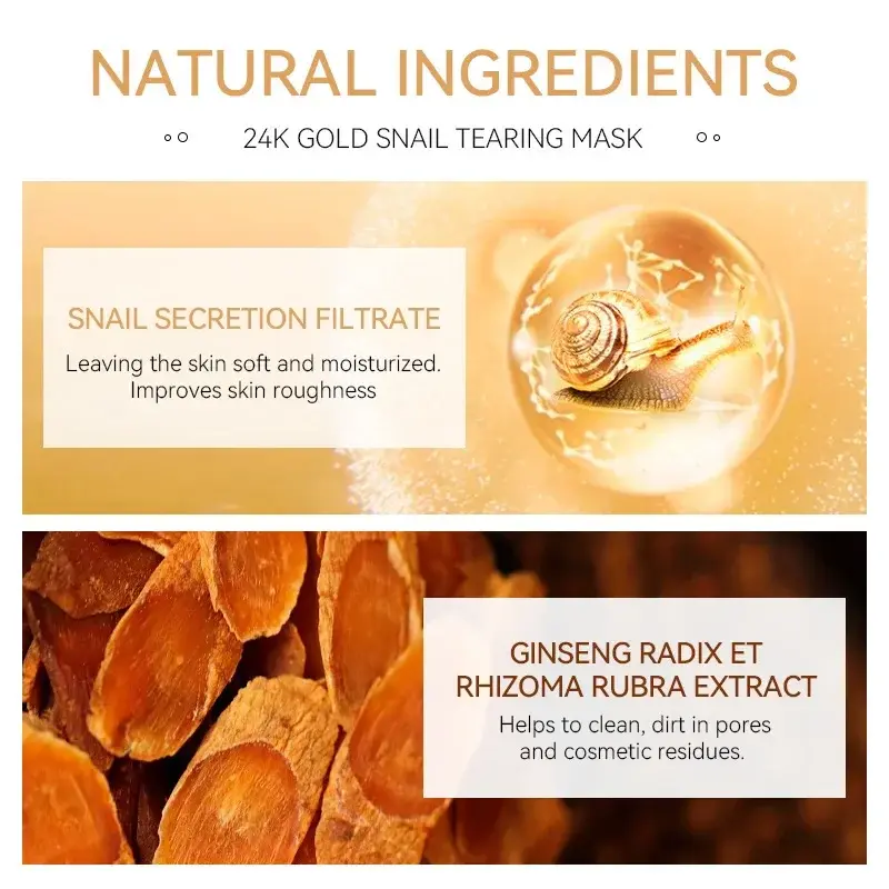 24K Gold Snail Collagen Peel off Mask Deep Cleaning Oil Control Pore Shrinking Blackhead Reduction Hydrating Smooth Face Skin