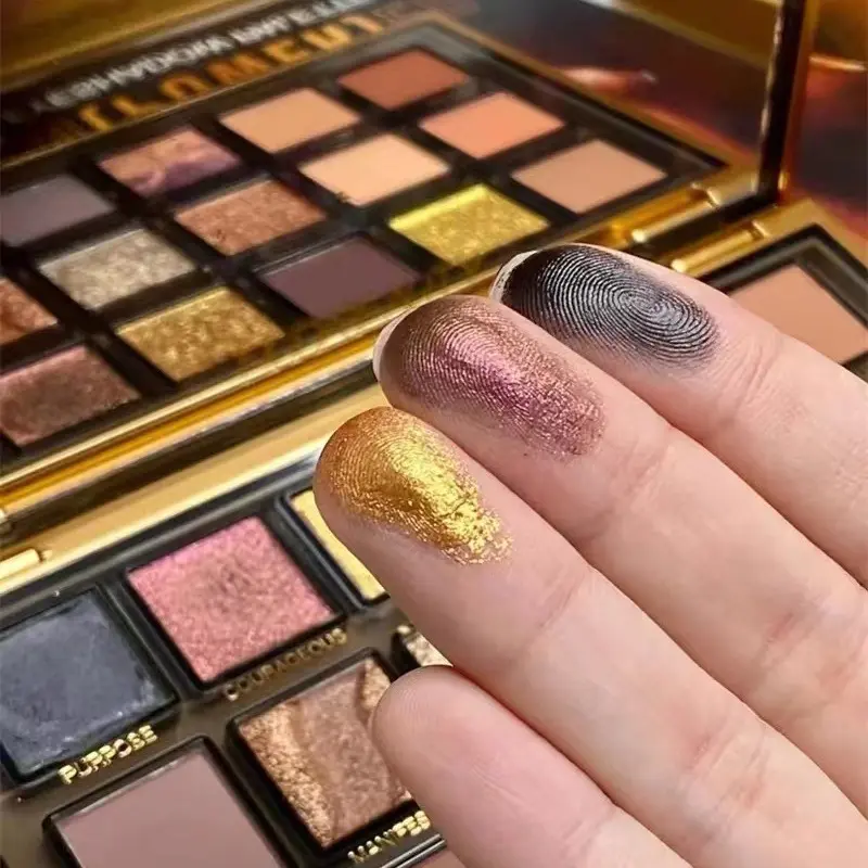18 Color Golden Eye Shadow Palette Pearl Rose Gold Black Punk Style Matte & Glitter Eyeshadow Makeup Pearlescent Flow