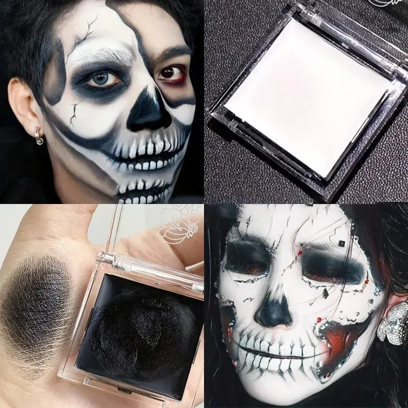 Matte Light White Liquid Foundation Cream Full Coverage Long-Lasting Black&White Cosplay Festival Makeup for All Skin Types